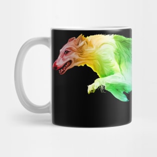 Running Rainbow Borzoi Dog Mug